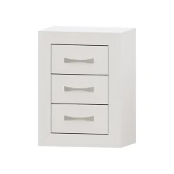Mesita de noche Blanca 3 cajones Niza tirador standar, 54x72x35 cm