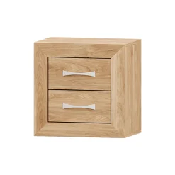Mesita de noche Roble 2 cajones Niza tirador standar, 54x53x35 cm