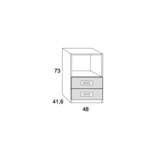 Mesita juvenil 2 cajones con hueco Start, 48x73x42 cm