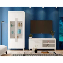 Mueble de salón Blanco tirador lineal Niza 05, 220 cm