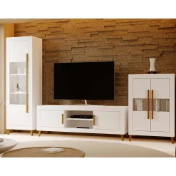 Mueble de salón Blanco tirador lineal Niza 02, 320 cm