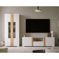 Mueble de salón Blanco/Roble Puzzle 25, 260 cm