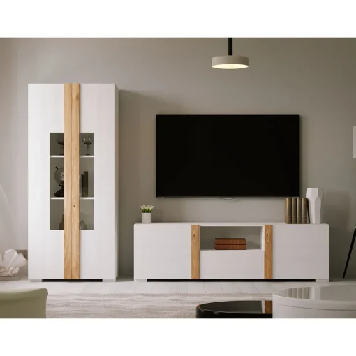 Mueble de salón Blanco/Roble Puzzle 25, 260 cm