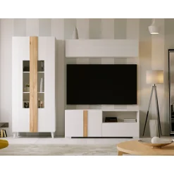 Mueble de salón Blanco/Roble Puzzle 28, 220 cm