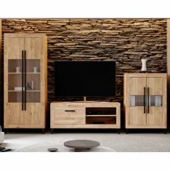 Mueble de salón Roble tirador lineal Niza 01, 300 cm