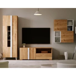 Mueble de salón Roble/Blanco Puzzle 29, 200 cm