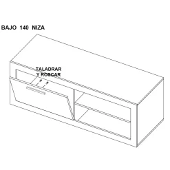 Mueble TV Blanco nieve 140 Niza tirador lineal, 140x50x42 cm