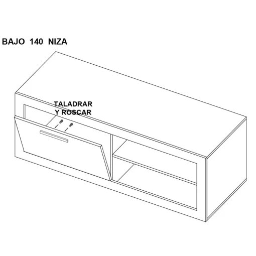 Mueble TV Blanco nieve 140 Niza tirador lineal, 140x50x42 cm