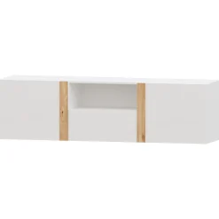 Mueble TV Blanco nieve 180 Puzzle tirador Roble, 180x50x42 cm