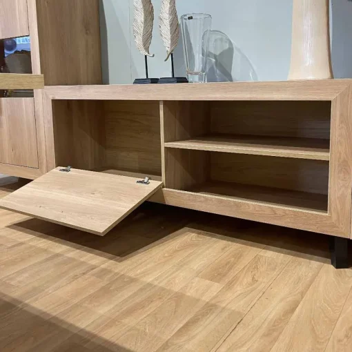 Mueble TV Roble 140 Niza tirador lineal, 140x50x42 cm