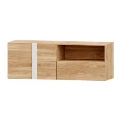 Mueble TV Roble 140 Puzzle tirador Blanco nieve, 140x50x42 cm