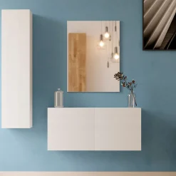 Muebles de recibidor Blanco con espejo Puzzle 10