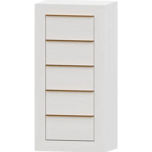 Sinfonier Blanco 5 cajones Niza tirador forma, 54x110x42 cm